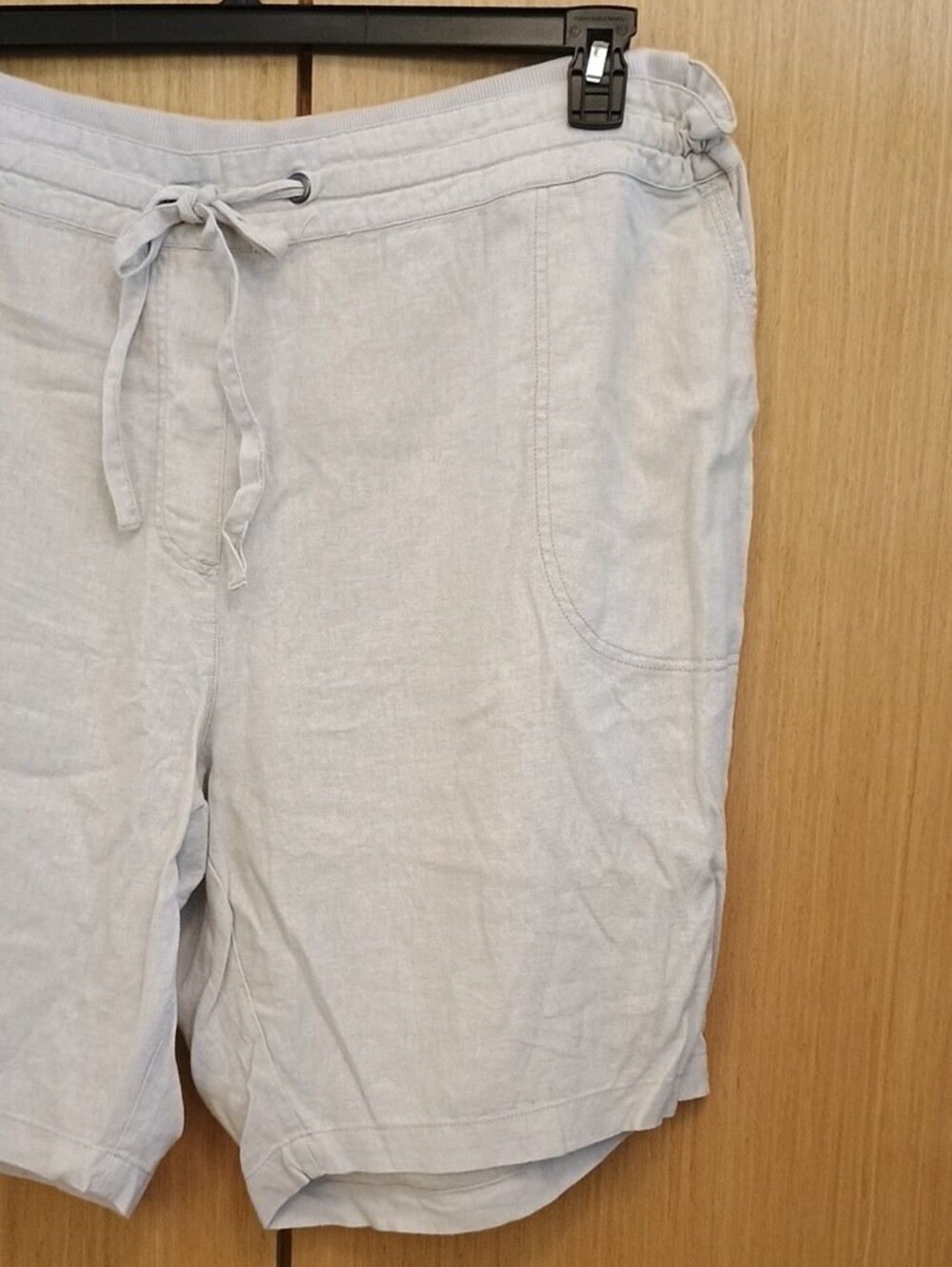 +SZ NWT Per Se SZ 3X Light Cream "Stone" Linen Blend Drawstring Shorts - Picture 4 of 8